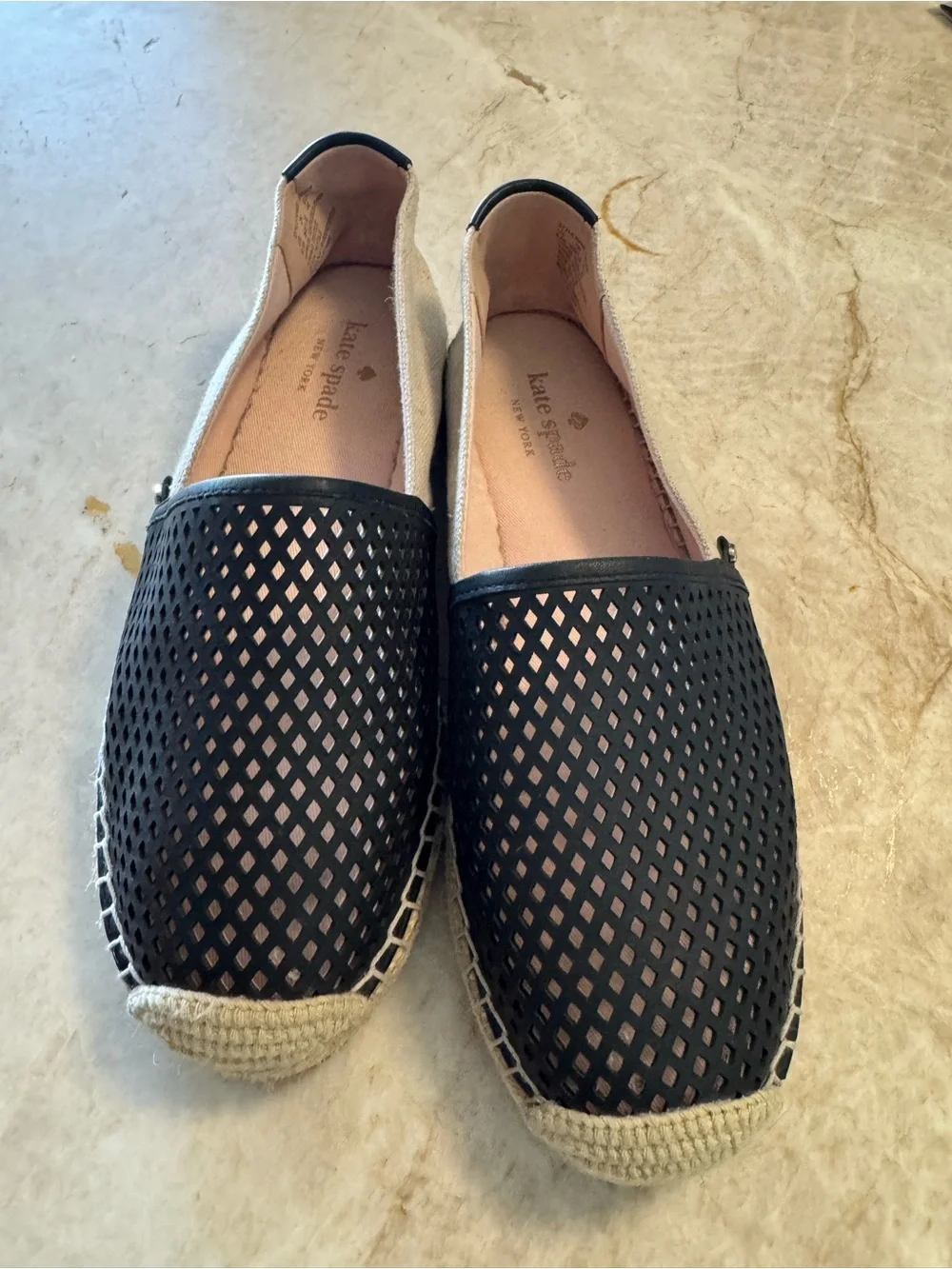 kate spade Black Perforated Espadrille Slip-Ons - Picture 1 of 12